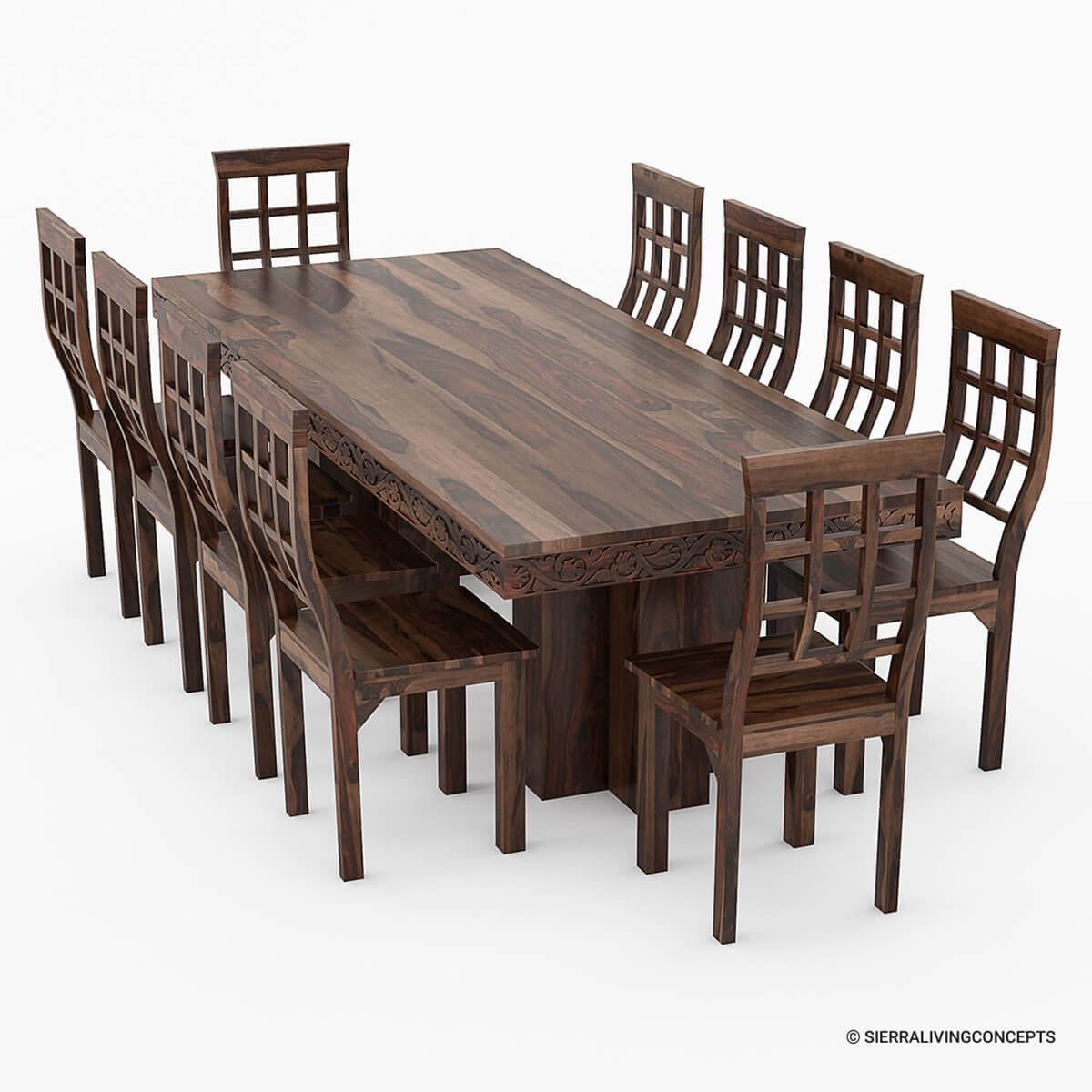 Ranch Rustic Solid Wood Double Pedestal Dining Table Image